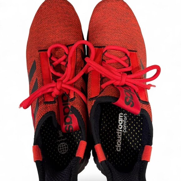 Men's Adidas Cloudfoam Comfort Red & Black Trainers Gym Sneakers - Picture 1 of 6